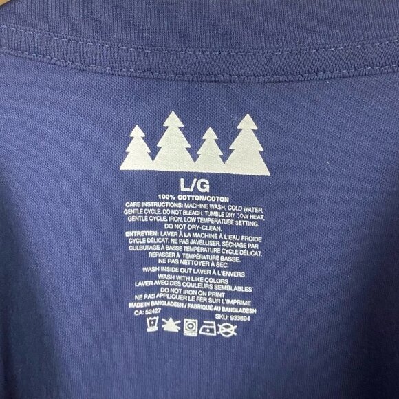 Santa Christmas Blue Short Sleeve Tee Cotton Mens Size Large T-Shirt Novelty L - Picture 7 of 8